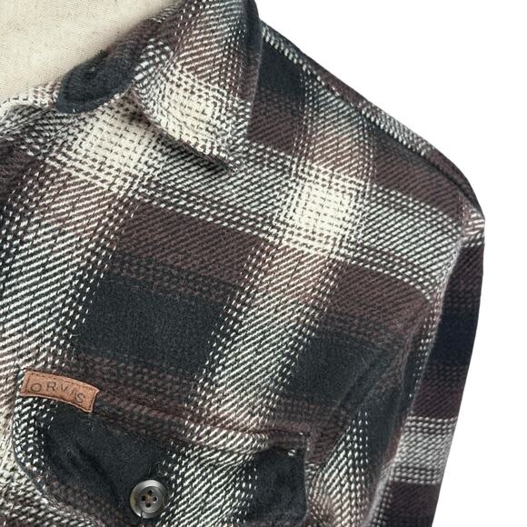 Orvis Heavyweight Flannel Shirt Men’s Small Black Brown Plaid Black Button Thick - Picture 3 of 10